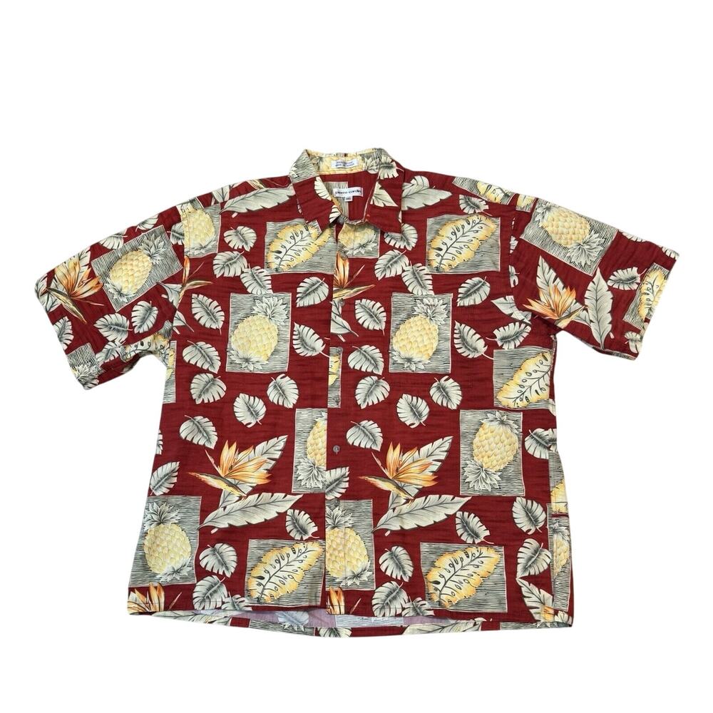 Hawaiian Camp Shirt men’s Pierre Cardin 2XL Tropical Short Sleeve button up